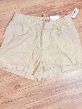 Old Navy Beige Cotton Blend Drawstring Bermuda Shorts